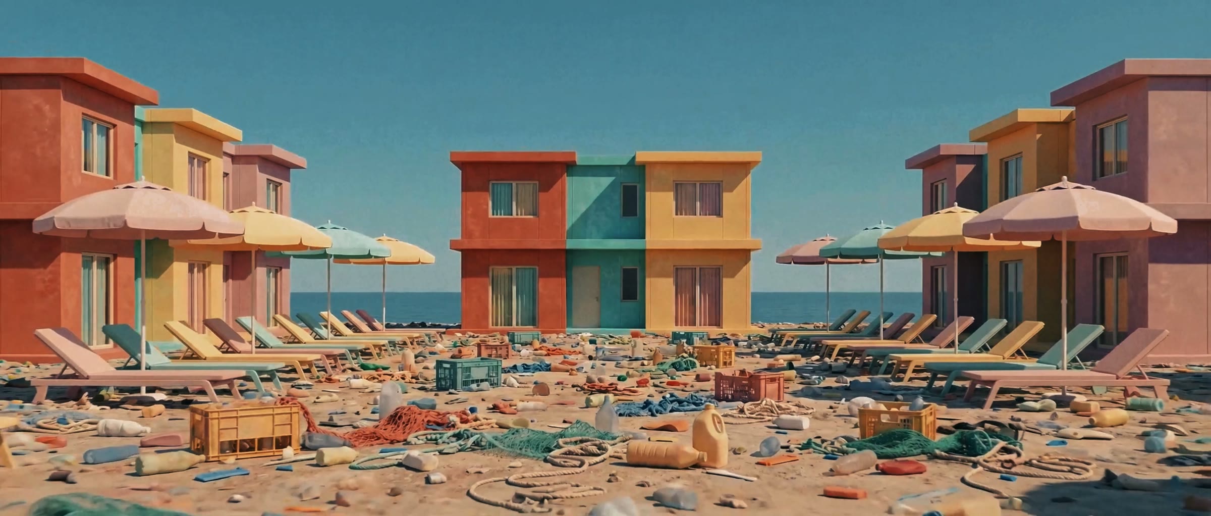Row of houses facing the beach