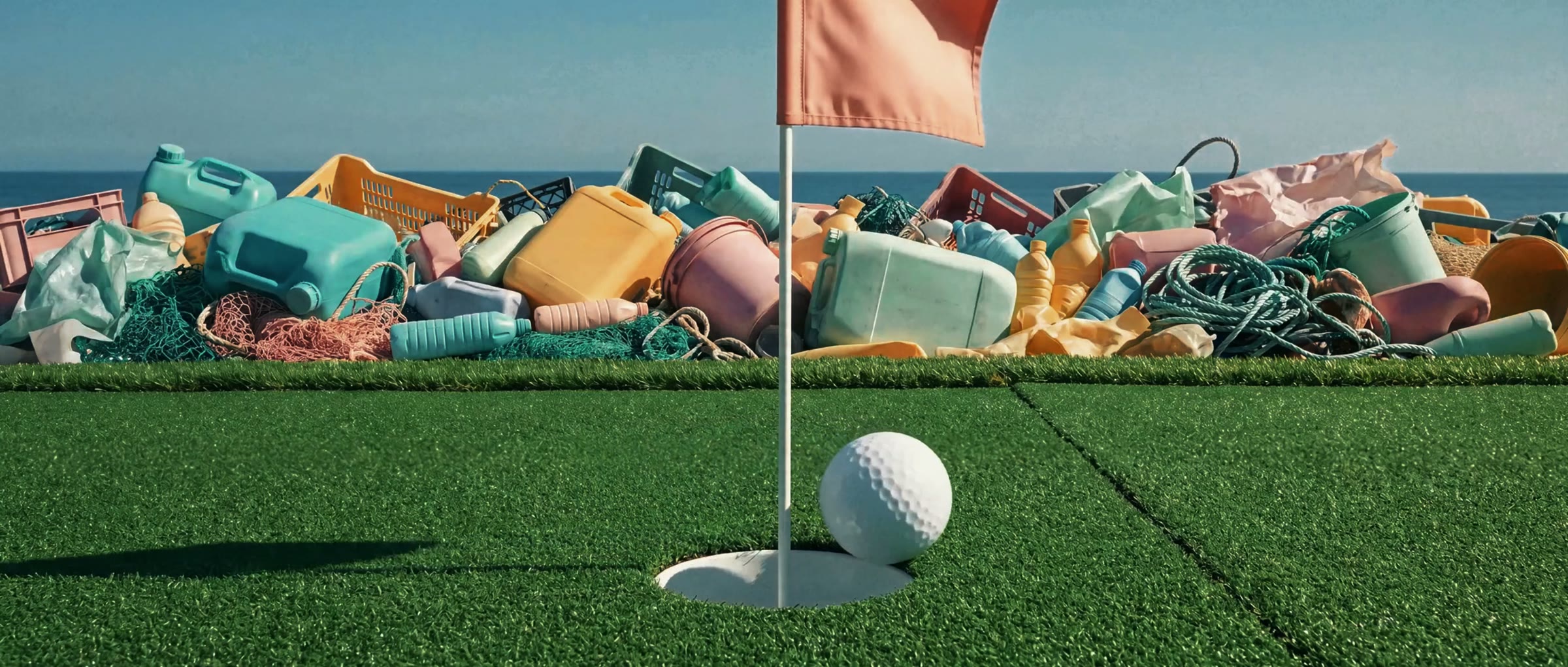 Golf green beside the shore